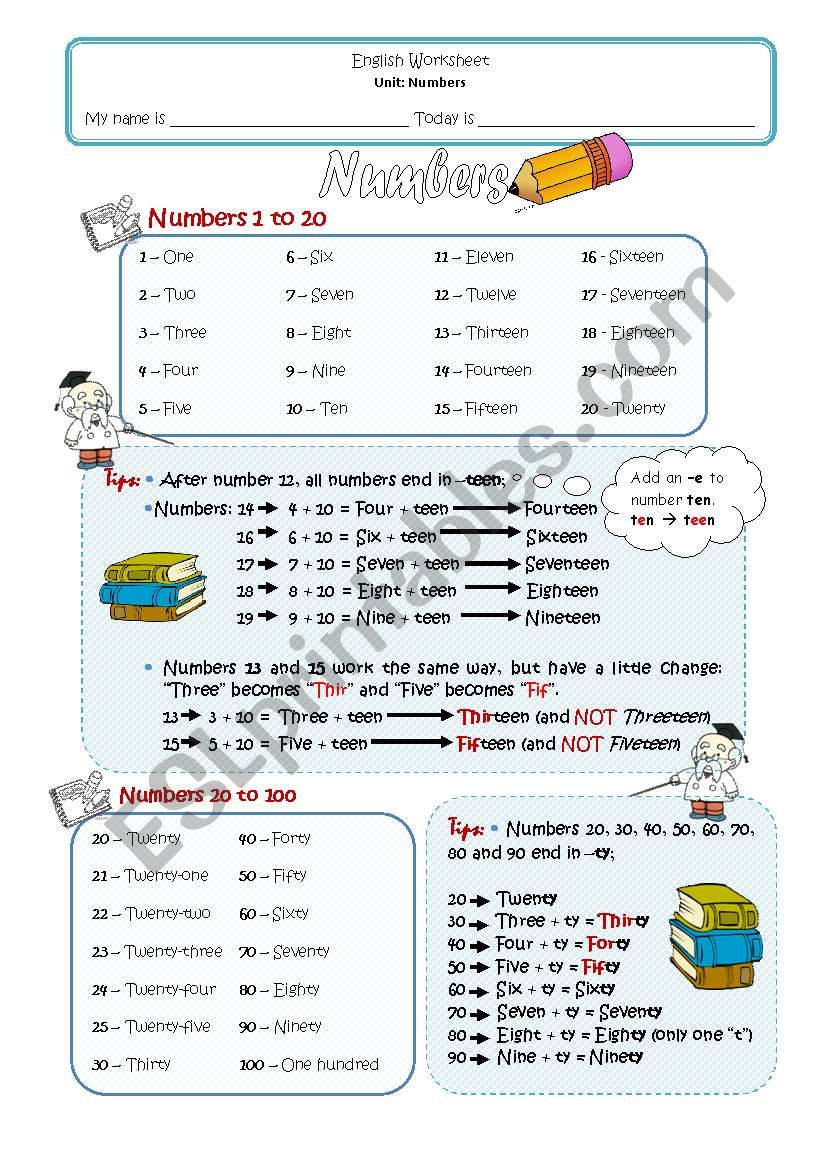 1-100 numbers worksheet