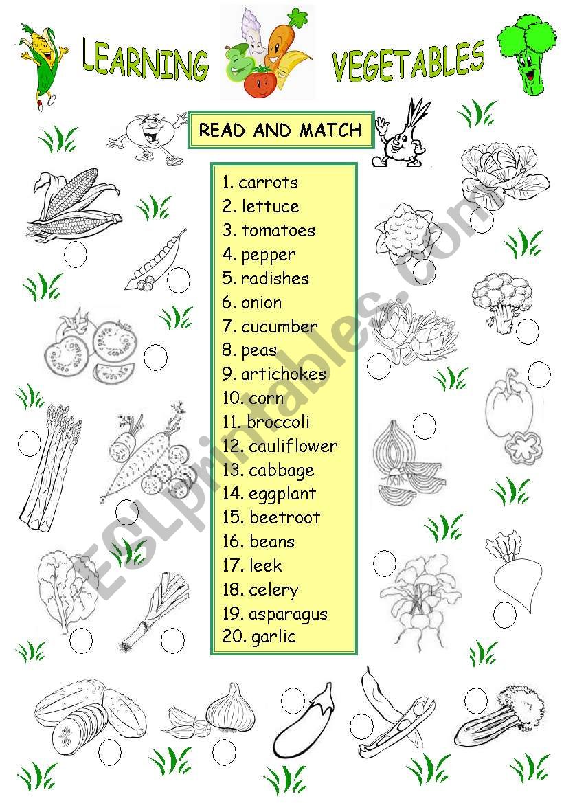 LEARNING VEGETABLES worksheet