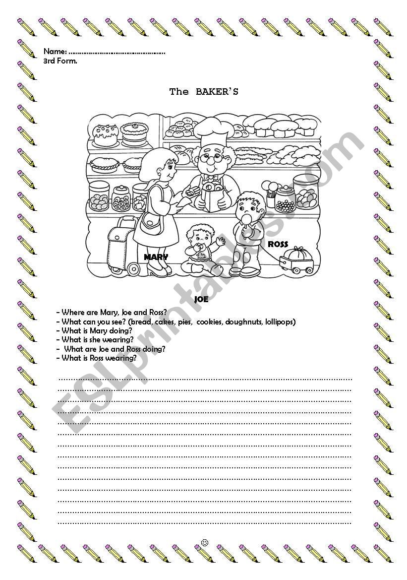 The bakery (writing) worksheet