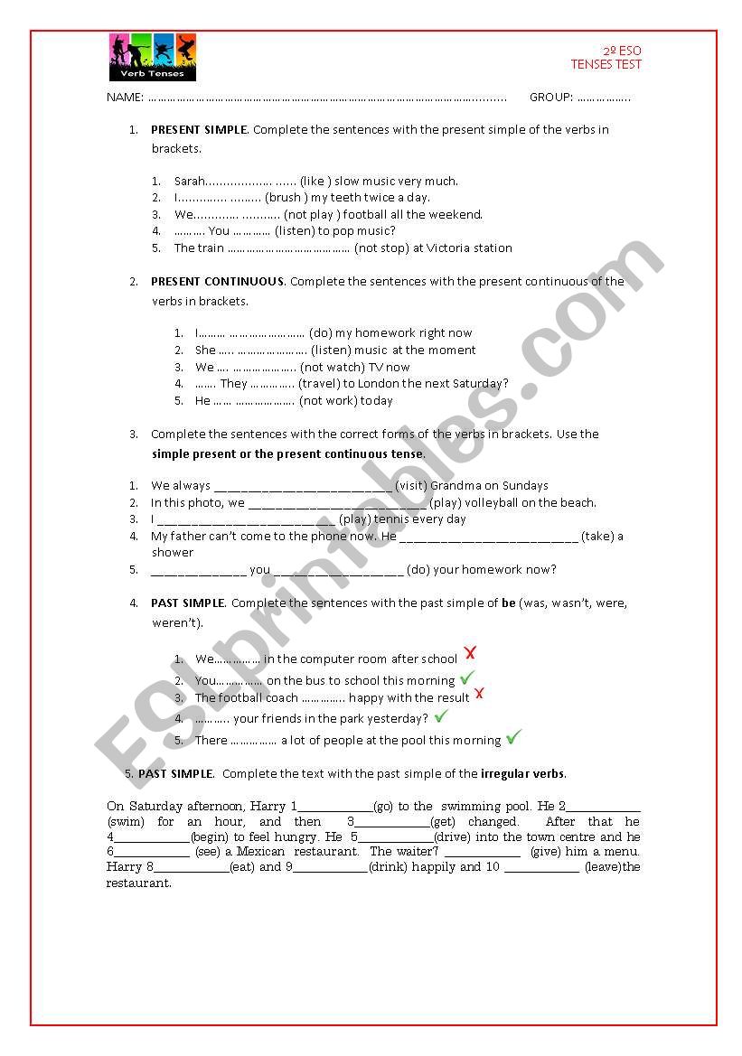 Four tenses - Present Simple and Continuous, Past Simple and Continuous