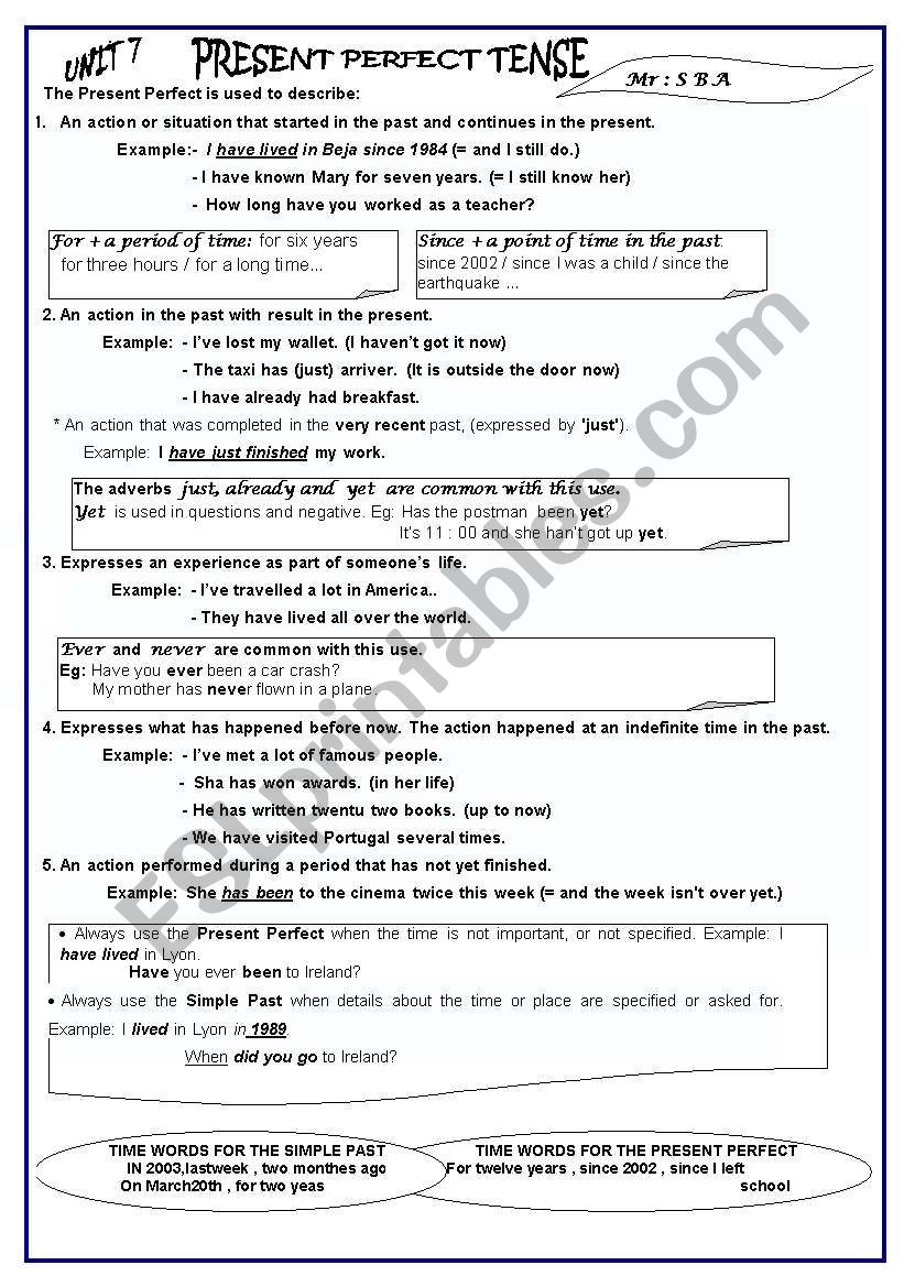 PRESENT PERFECT worksheet