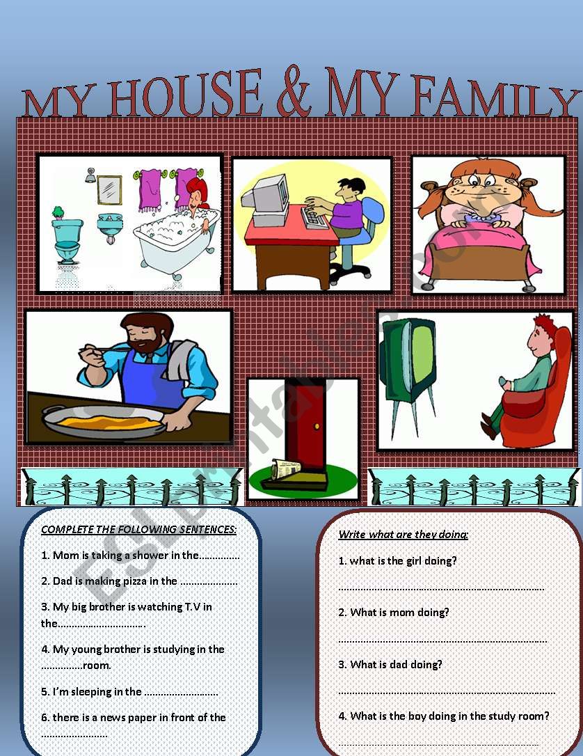MY HOUSE & MY FAMILY worksheet
