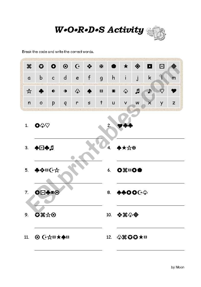 Words Activity worksheet