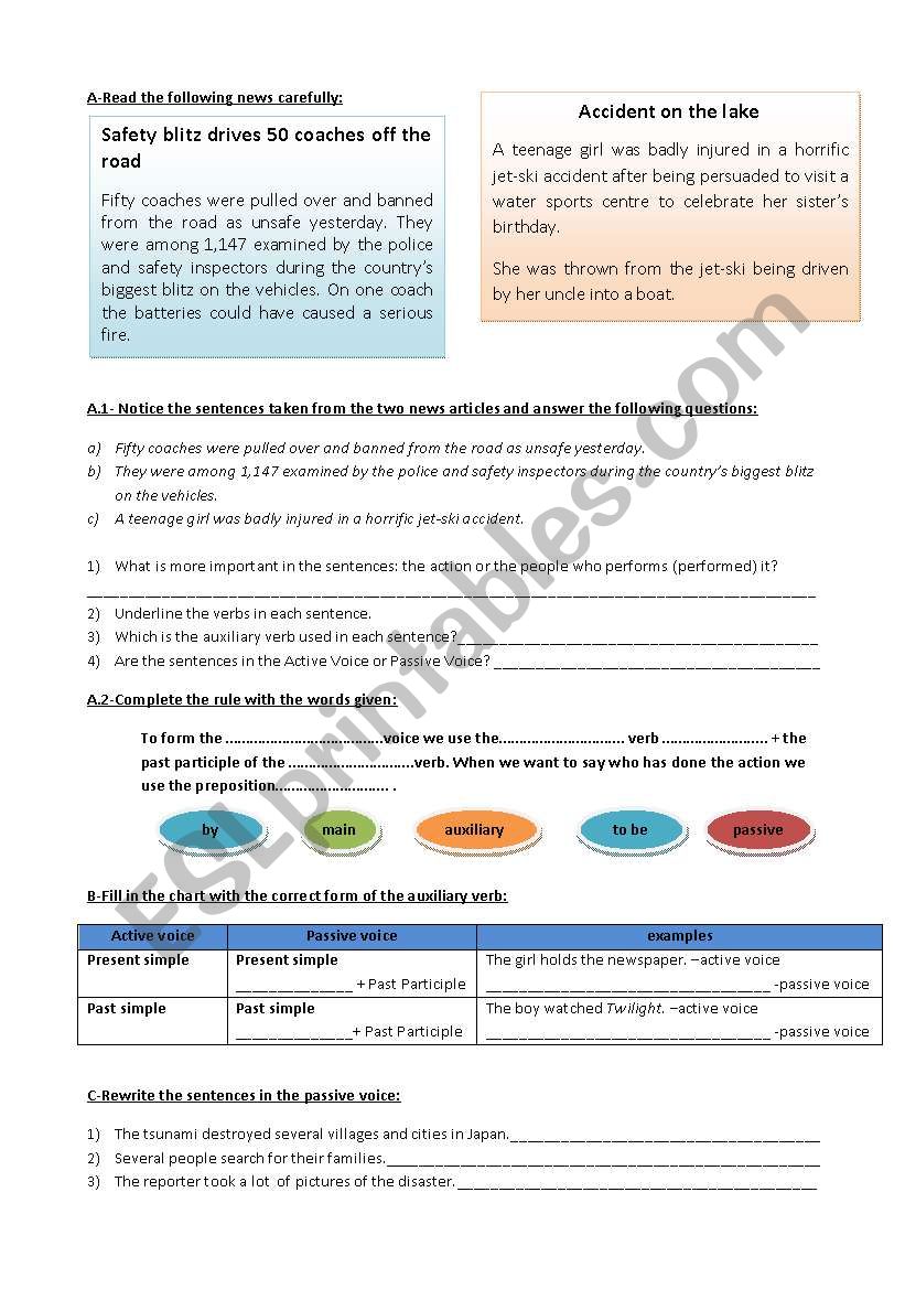 Passive voice exercises worksheet