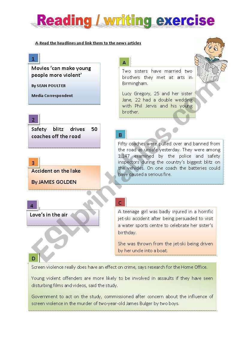 Newspaper news worksheet