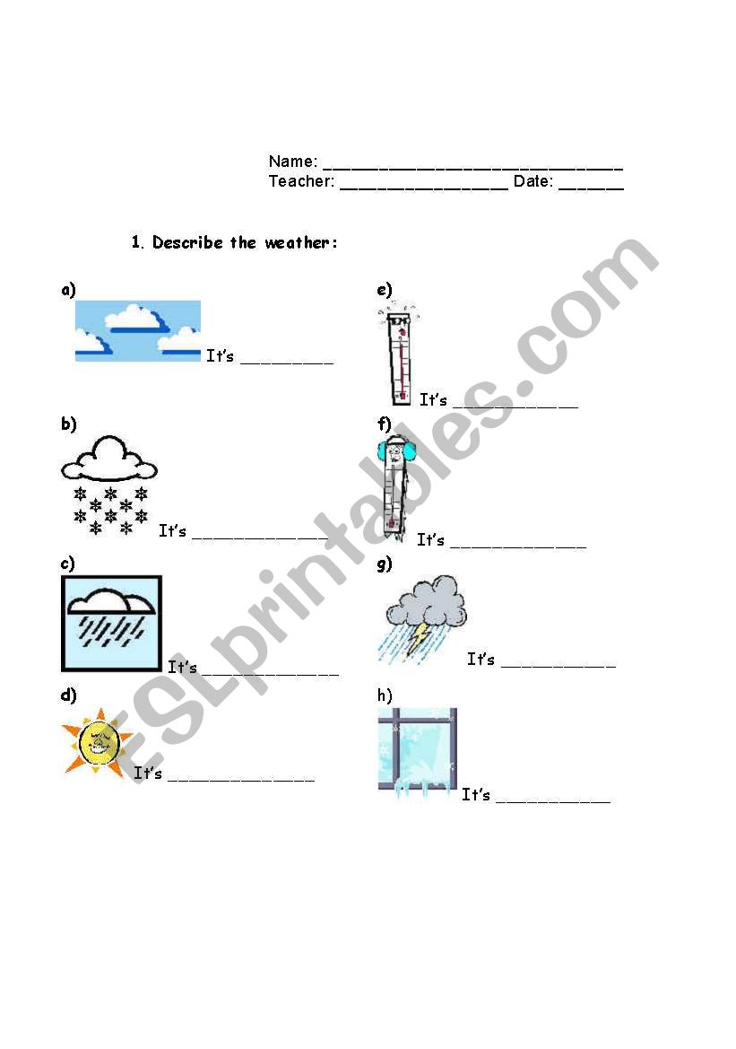 Weather worksheet