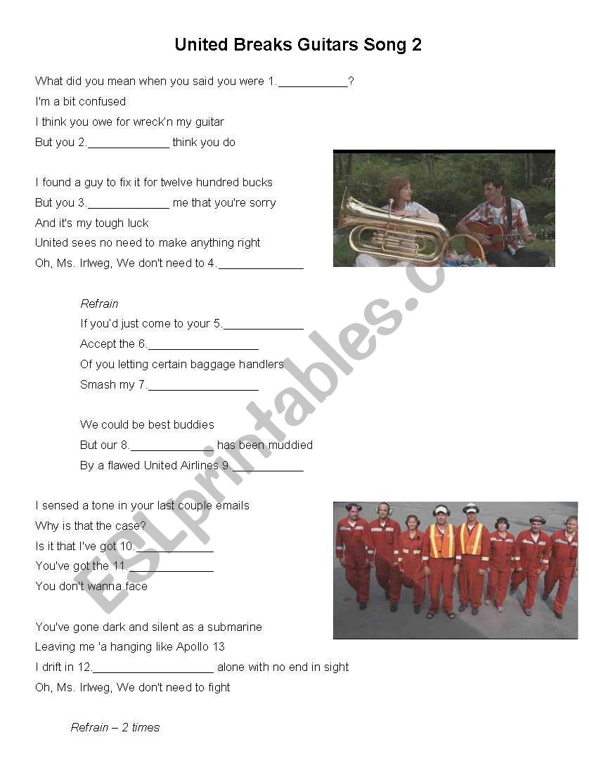 United Breaks Guitars Song 2 worksheet