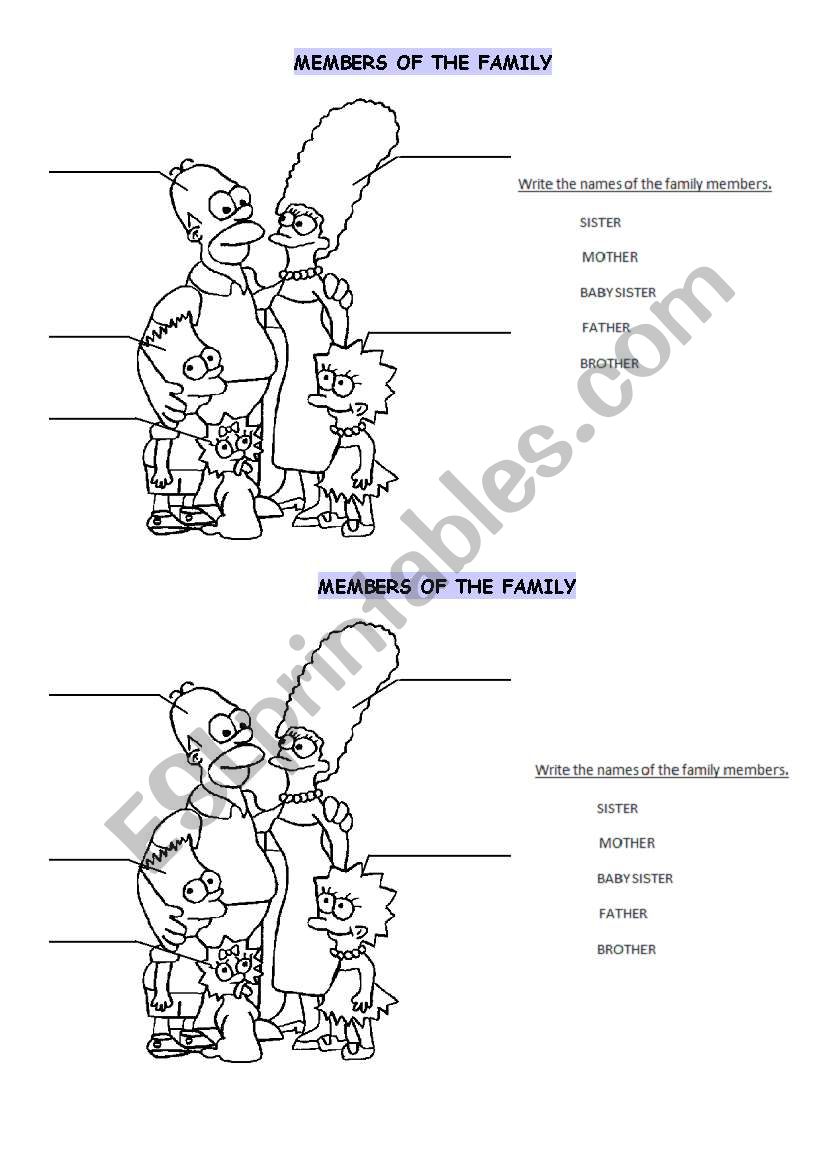 MEMBERS OF THE FAMILY worksheet