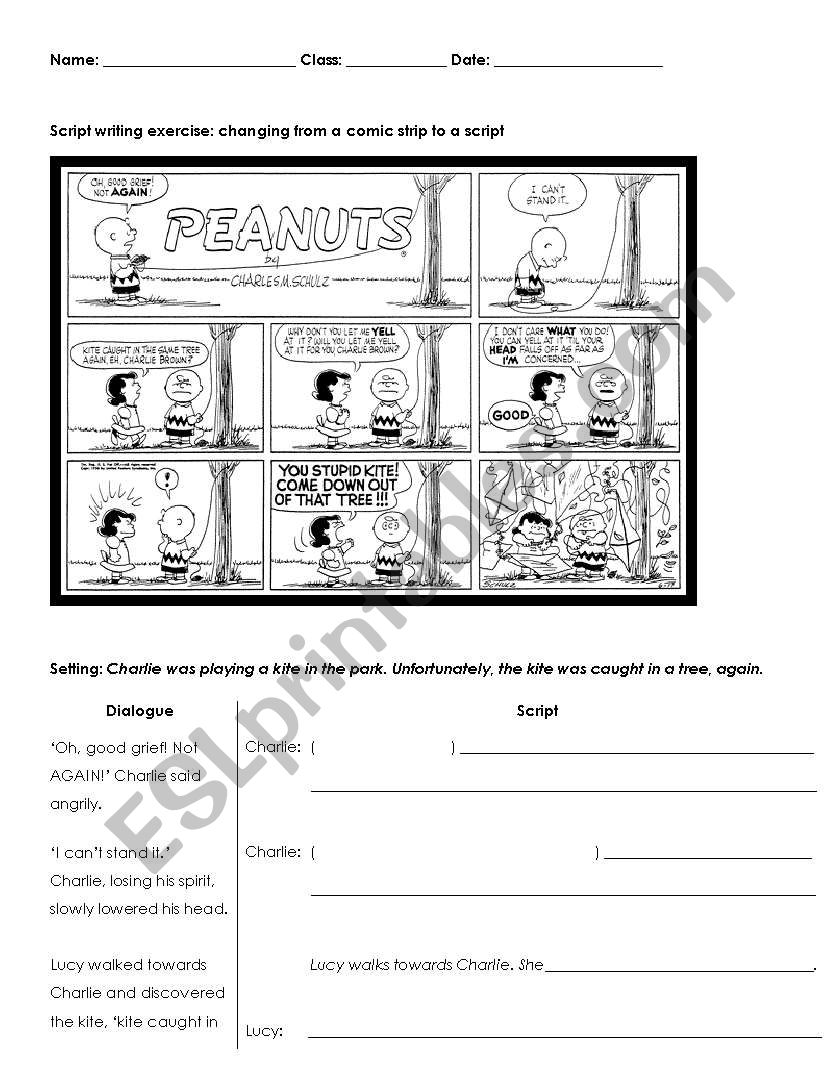 Changing comic strip into a drama script