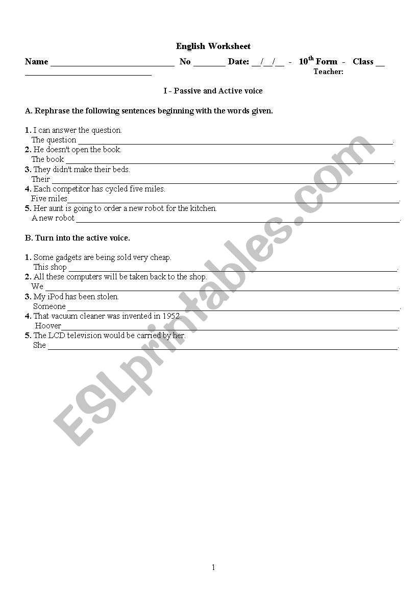 Passive Voice - Level 6 worksheet