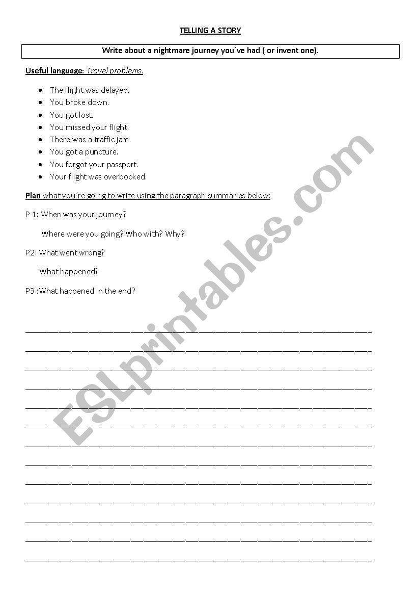 TELLING A STORY worksheet