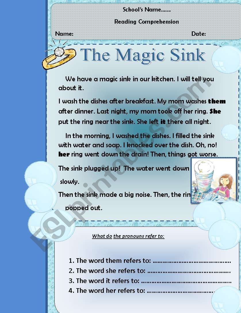 THE MAGIC SINK worksheet