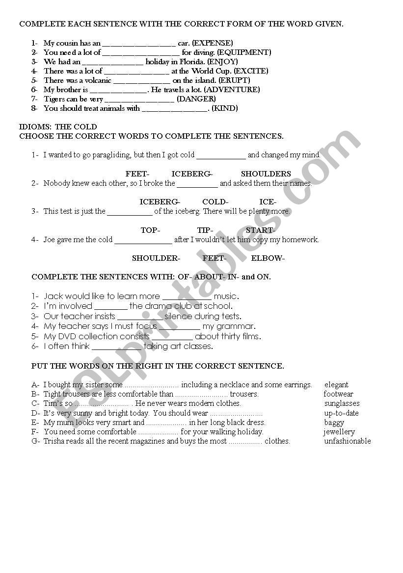 LANGUAGE PRACTICE worksheet