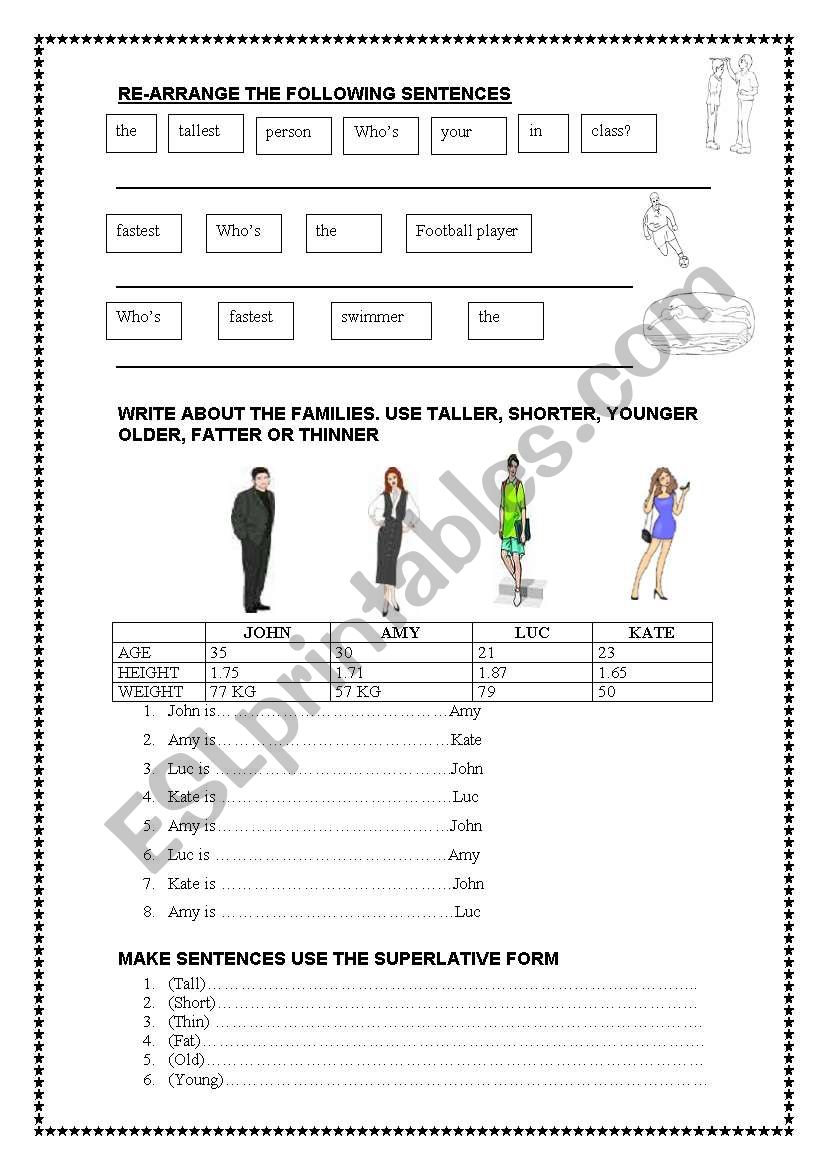 Comparatives and superlatives worksheet