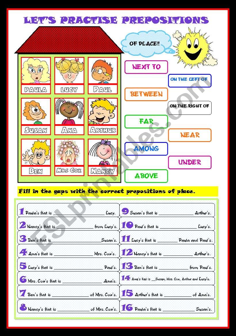 Lets practise prepositions of place