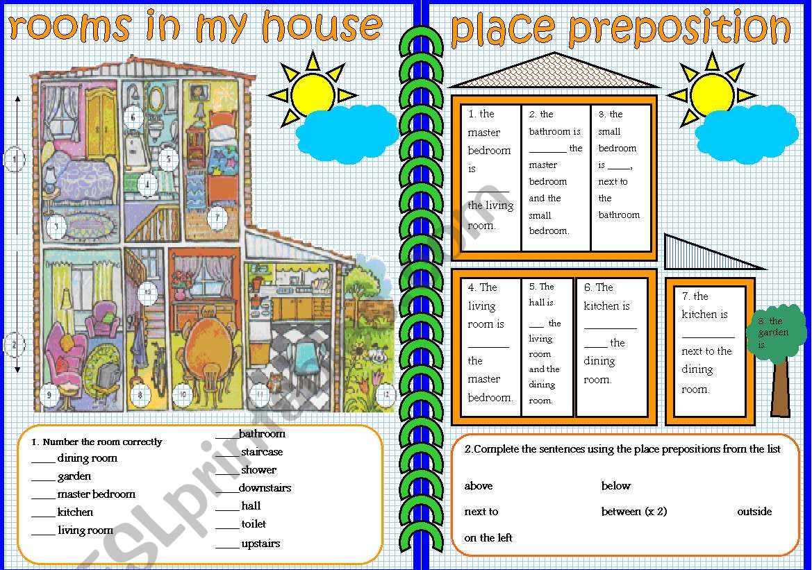 Rooms in the house and place prepositions