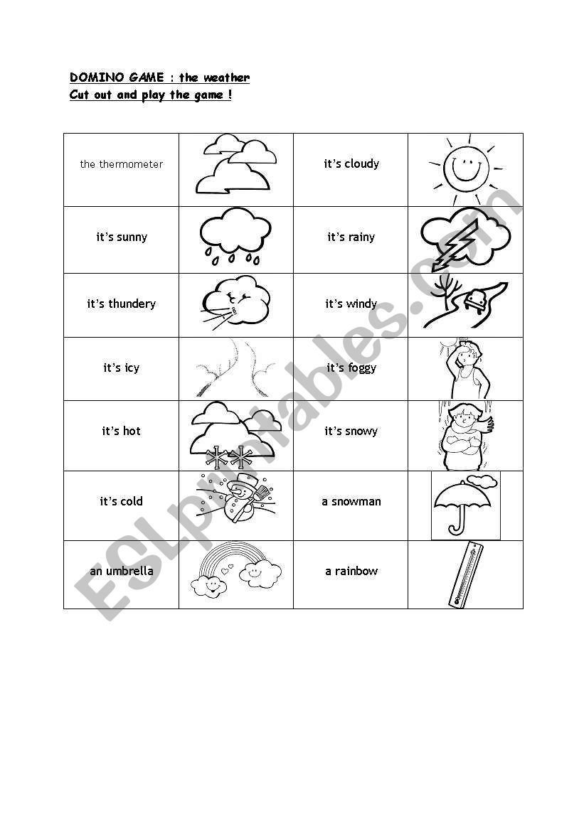 Domino game the weather worksheet