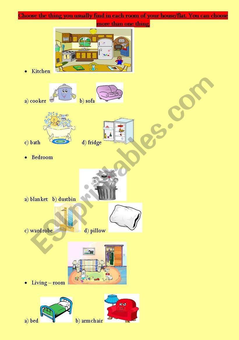 Inside your House worksheet