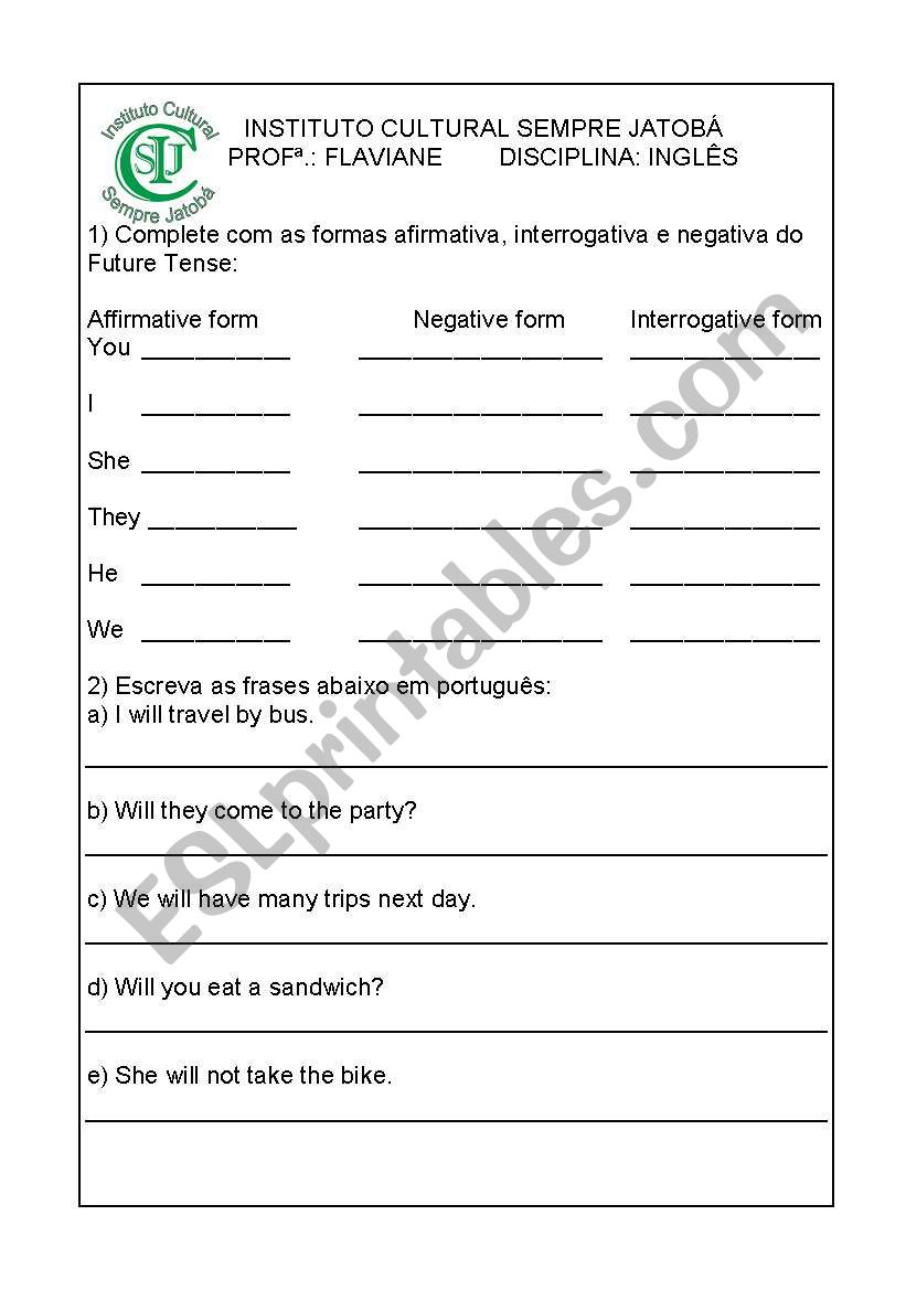 Future Tense worksheet