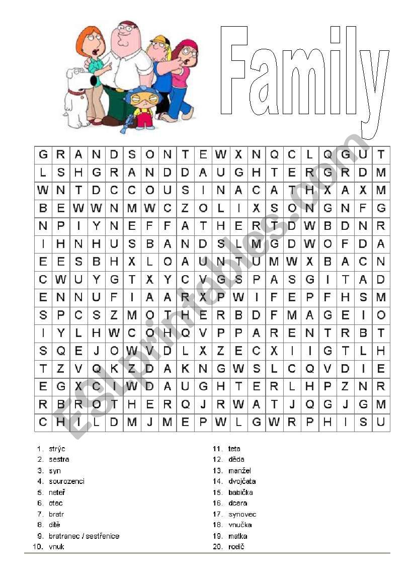 Family members worksheet