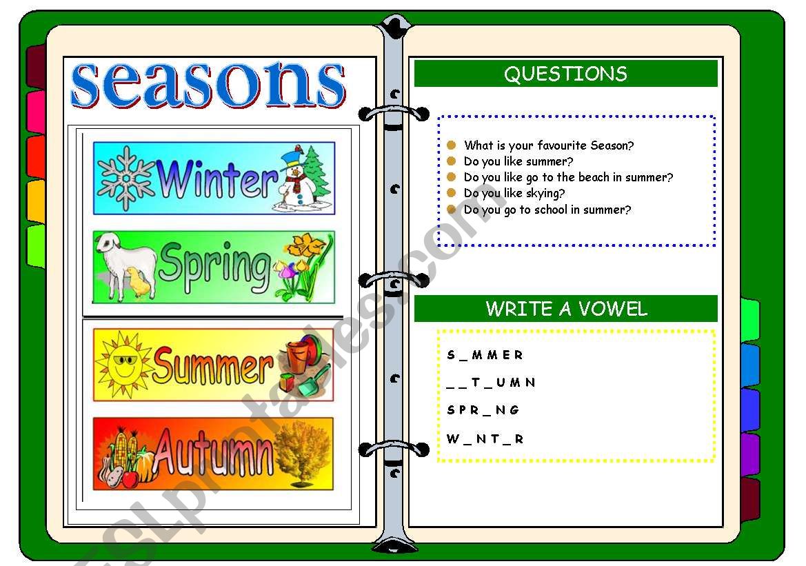 seasons worksheet