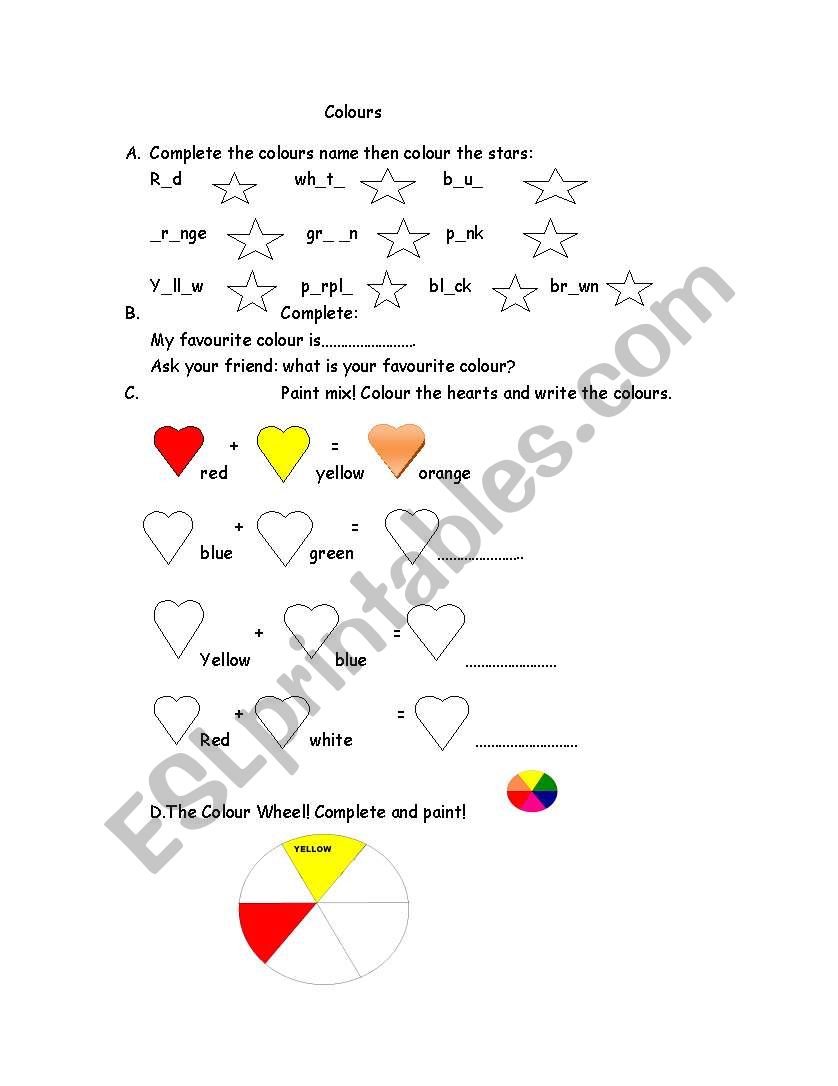 Colours worksheet