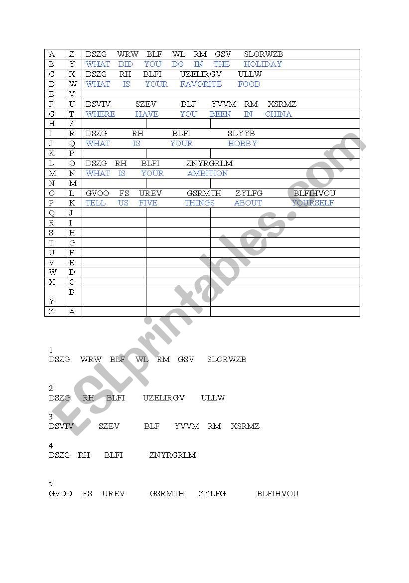 Anagram Game worksheet