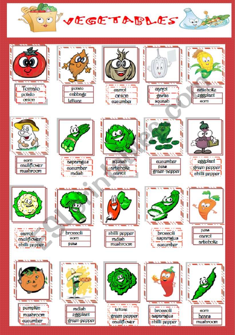 vegetables  worksheet