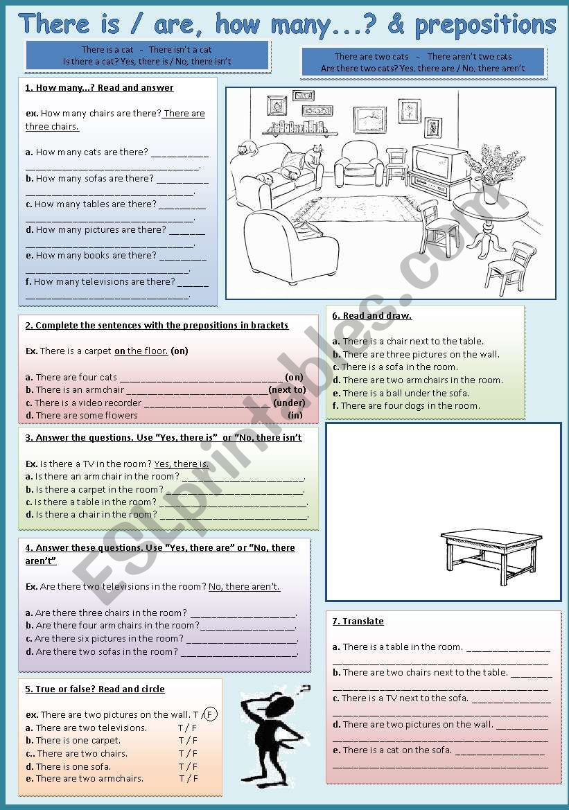 There is/are + How many + Prepositions