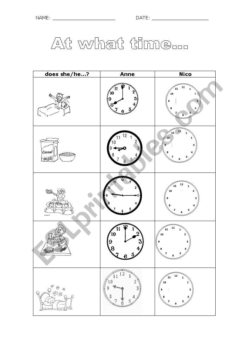 Whats the time? (part B) worksheet