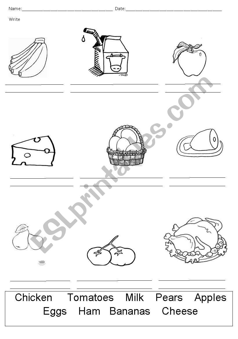 Food worksheet