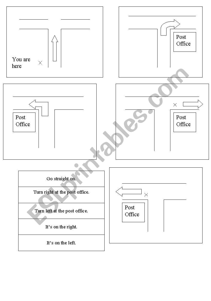 Directions flashcards worksheet