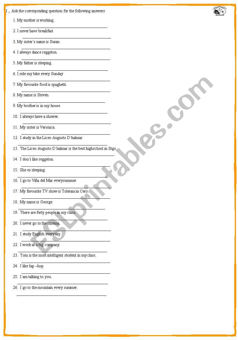 Question Words worksheet