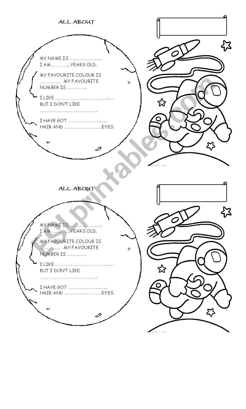All about me astronauts worksheet