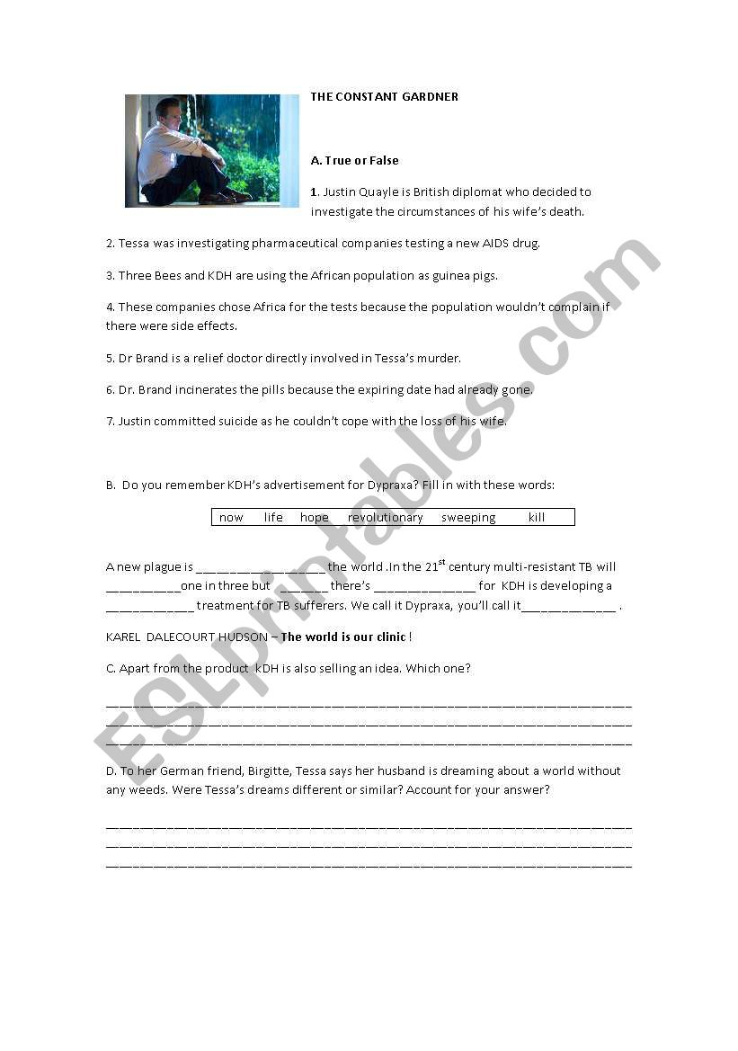 the constant gardener worksheet