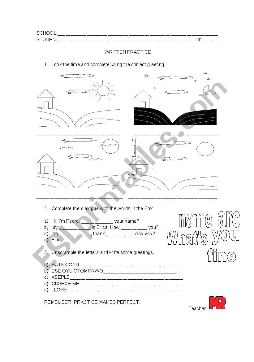 Introductions and Greetings Review worksheet