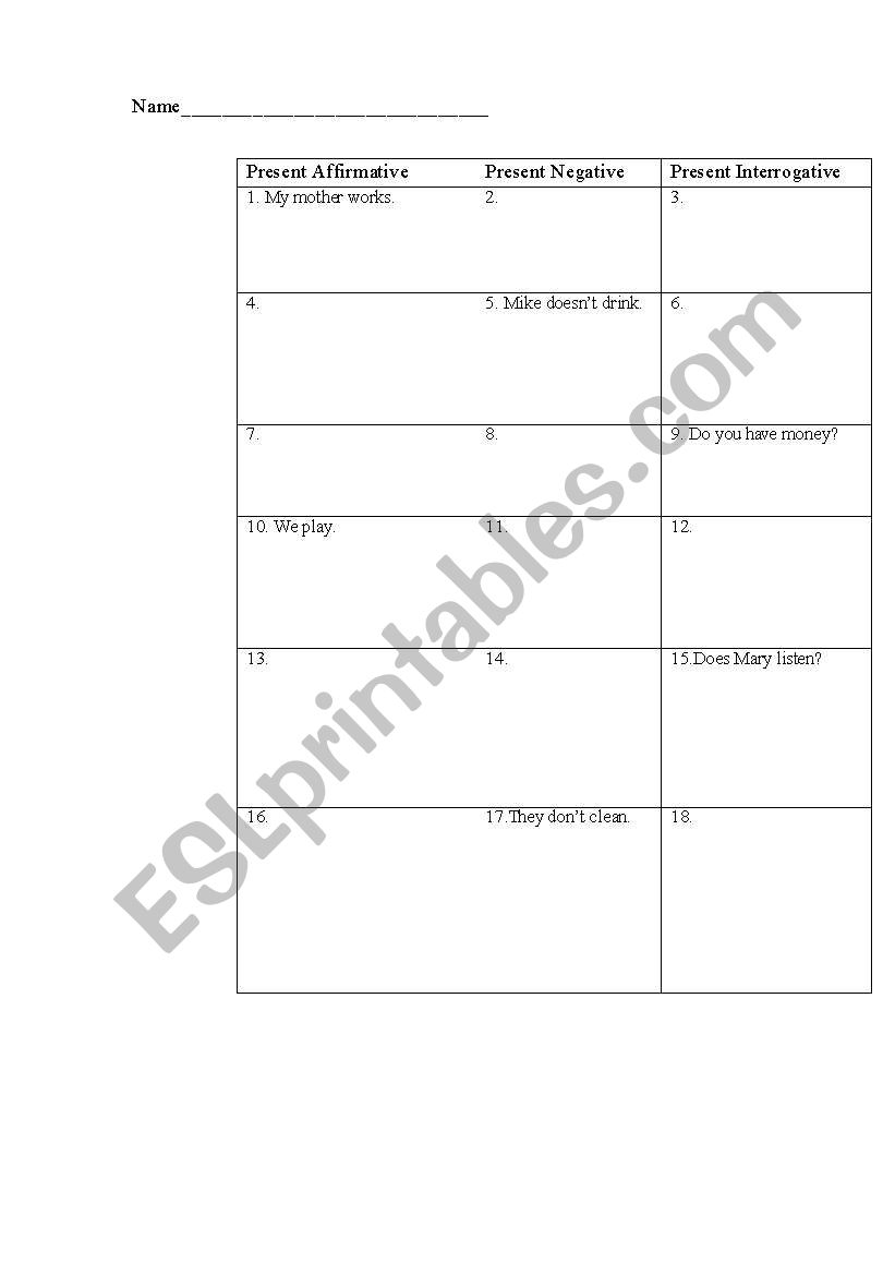 Present Chart worksheet