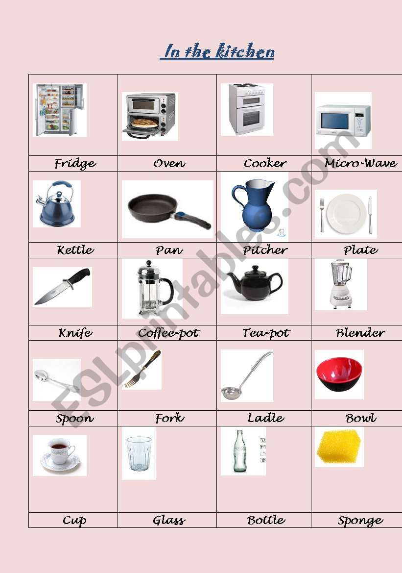 in the kitchen worksheet