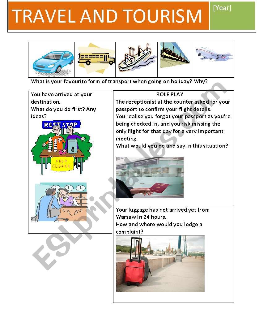 travel and tourism lesson activities