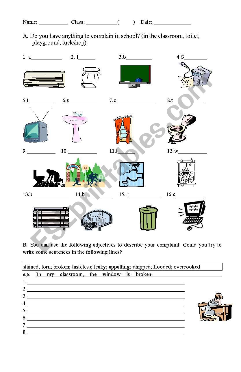 complaint cue  worksheet