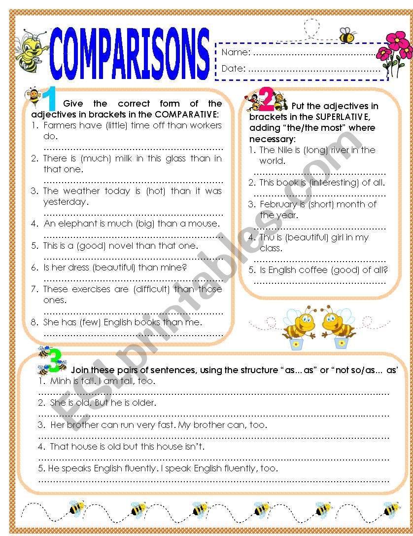 COMPARISONS**REUPLOAD**2 pages with key