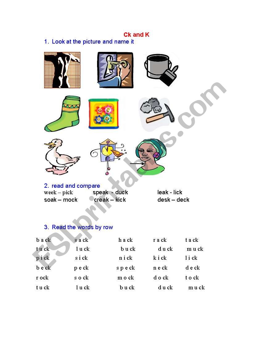 main rule for reading (CK and K)