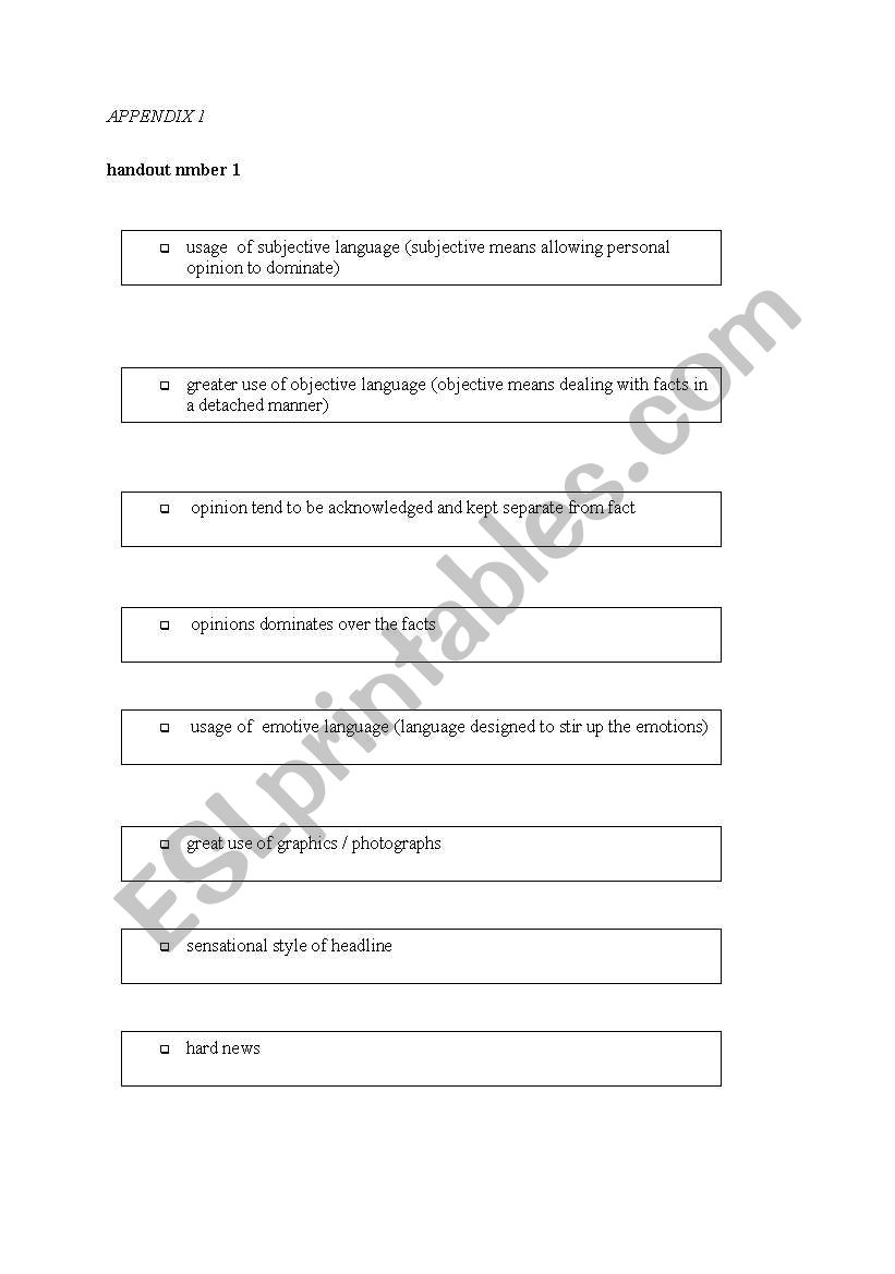 british press worksheet