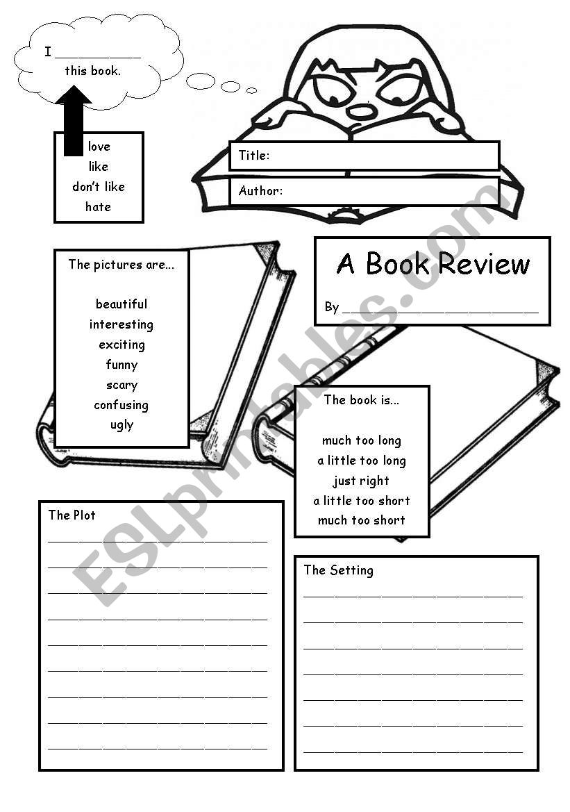 A Book Review (book report) worksheet