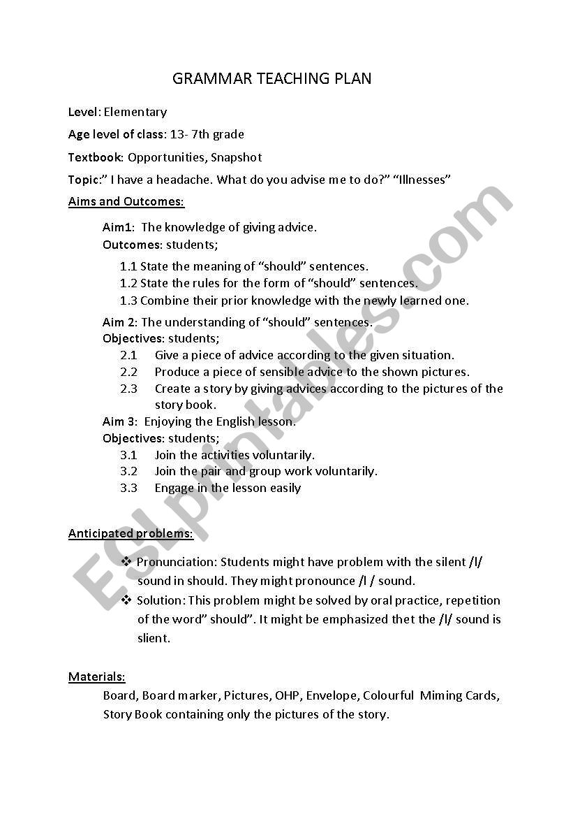 should plan worksheet