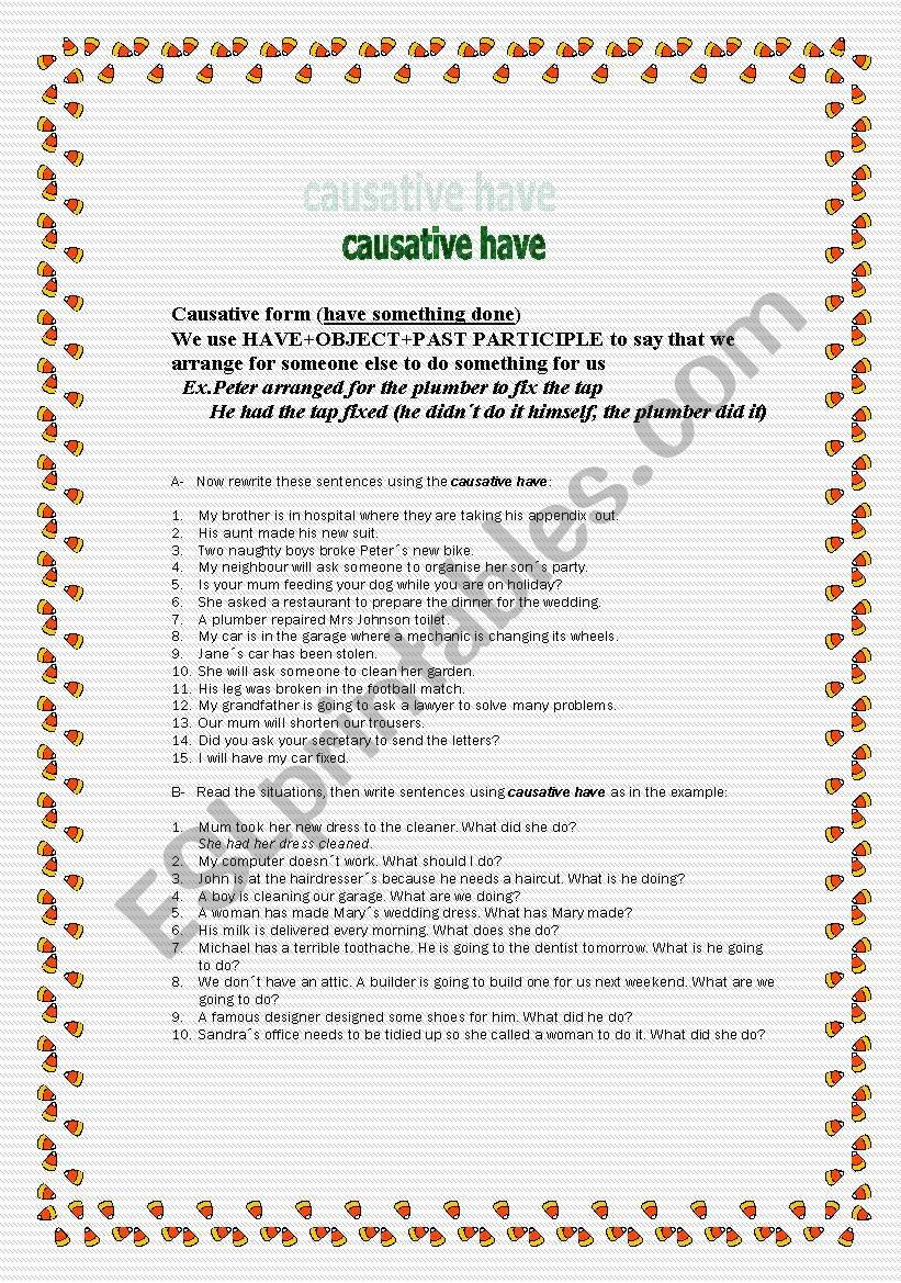 CAUSATIVE HAVE worksheet
