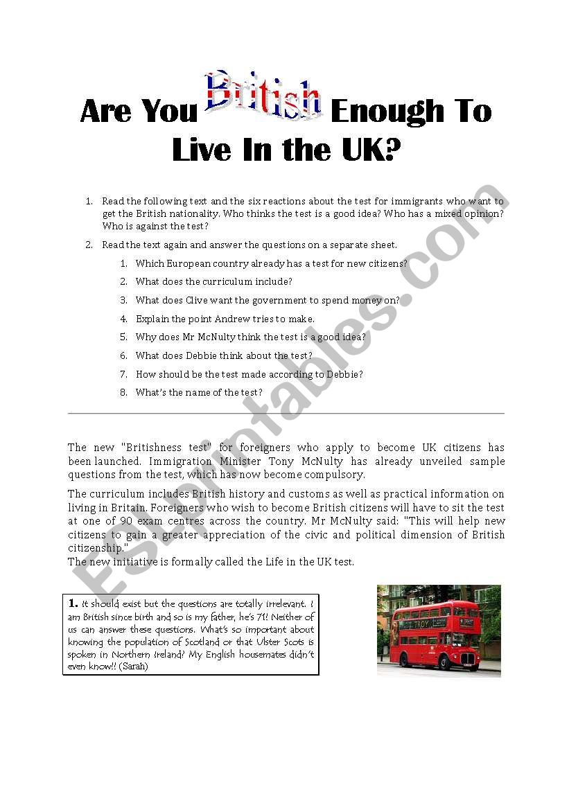 Are You British Enough? worksheet