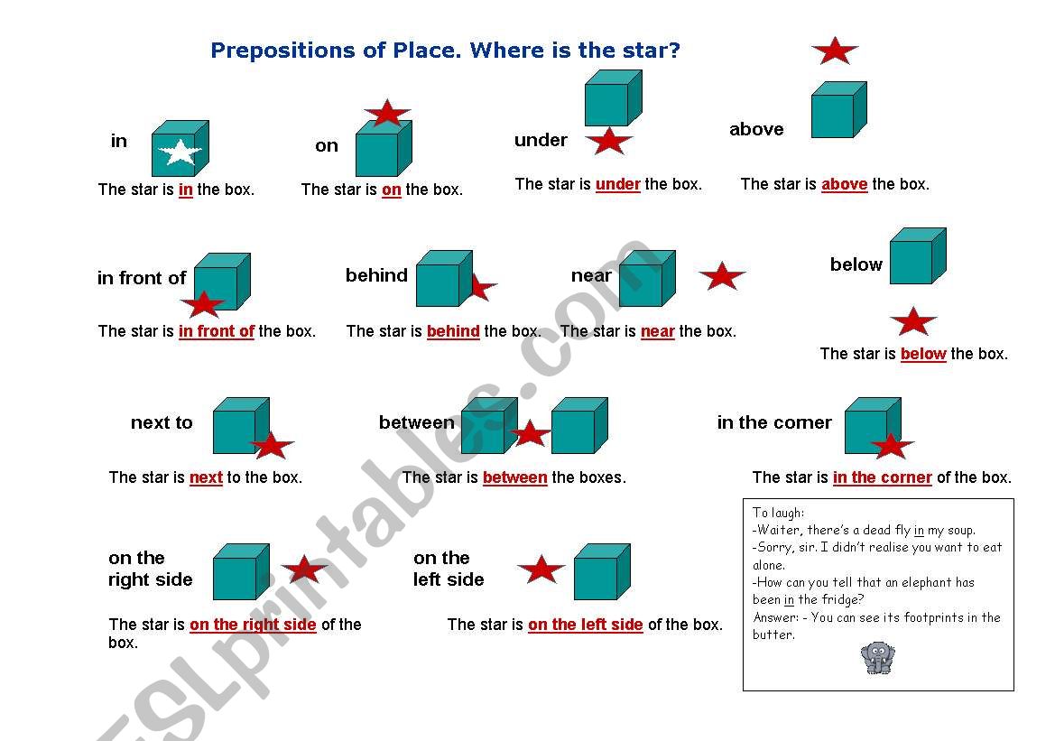 Prepositions of place worksheet