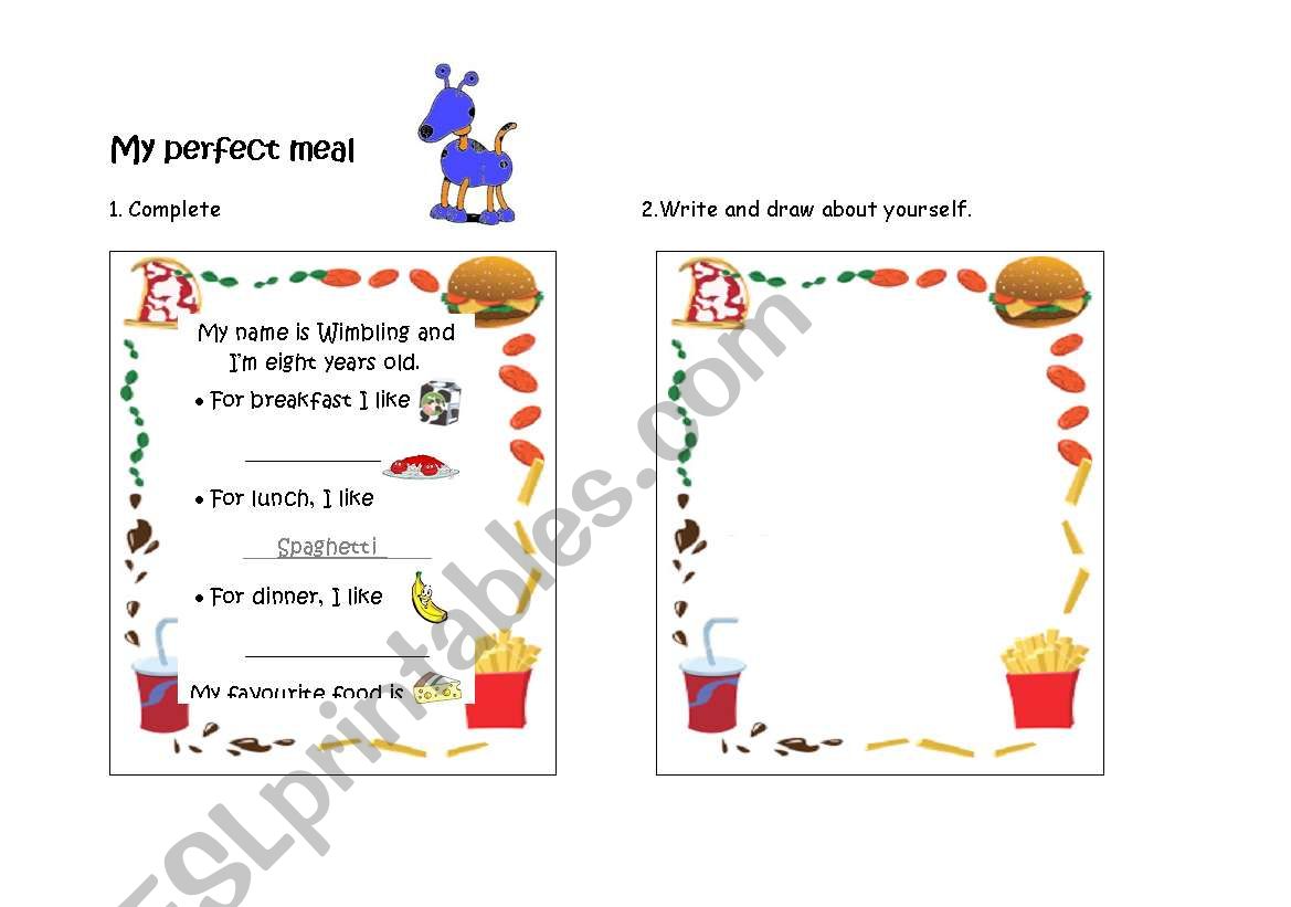 My perfect Meal worksheet