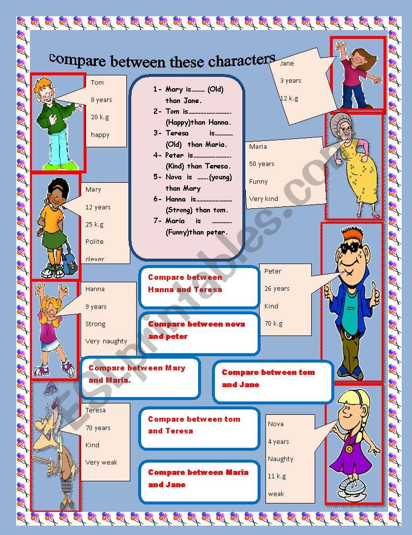 COMPARATIVES worksheet